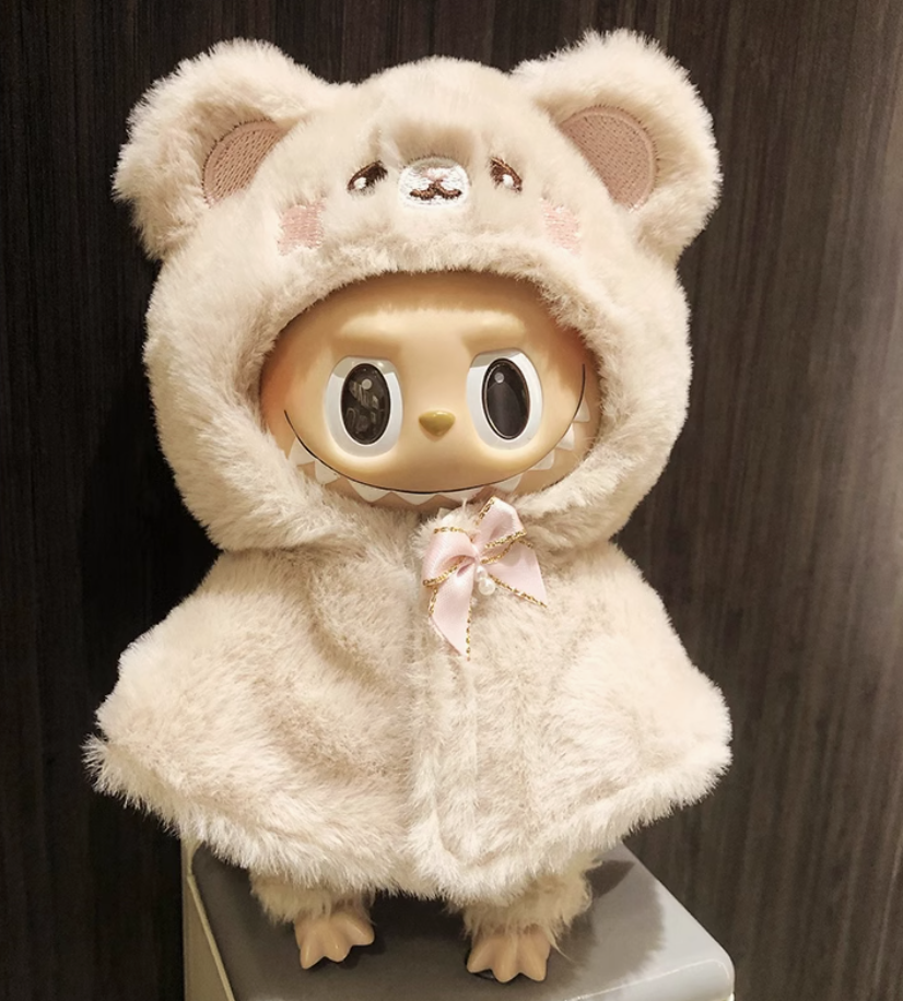 #3Labubu Snowy Snuggle Plush - Popmart Kawaii Animal Series (Removable Bow & Glow Ears)