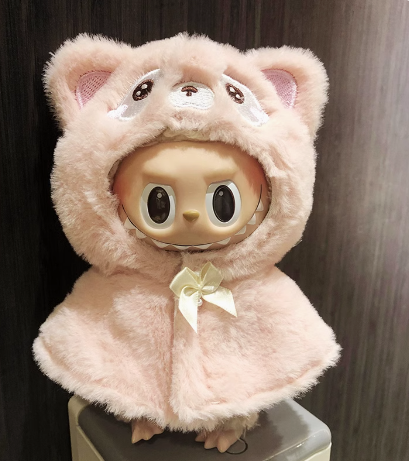 #3Labubu Snowy Snuggle Plush - Popmart Kawaii Animal Series (Removable Bow & Glow Ears)