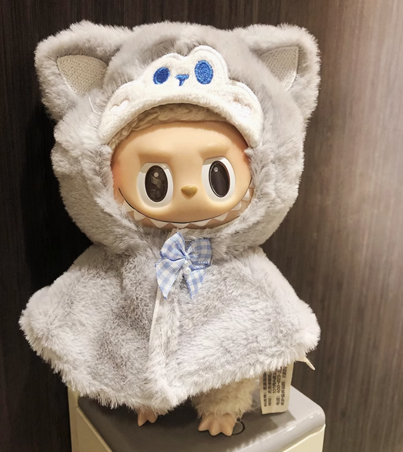 #3Labubu Snowy Snuggle Plush - Popmart Kawaii Animal Series (Removable Bow & Glow Ears)