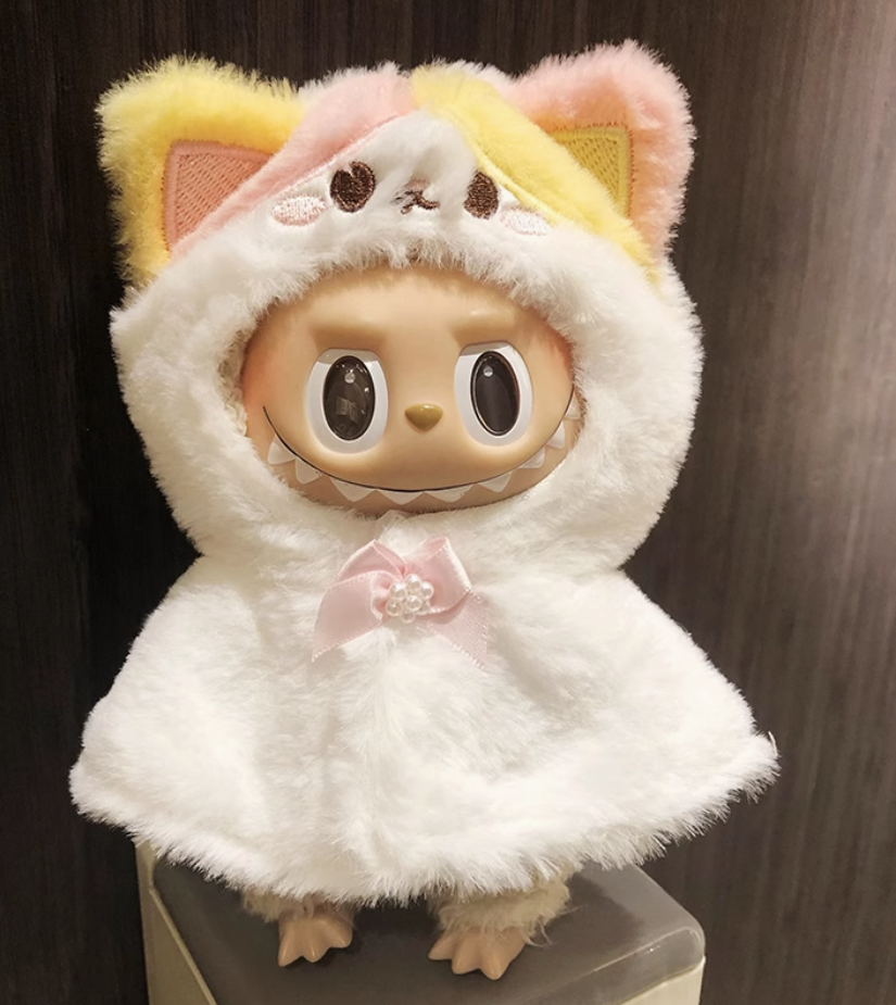 #3Labubu Snowy Snuggle Plush - Popmart Kawaii Animal Series (Removable Bow & Glow Ears)