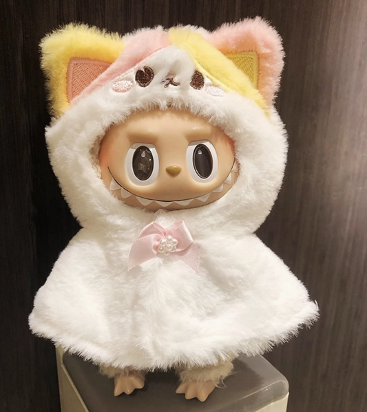 #3Labubu Snowy Snuggle Plush - Popmart Kawaii Animal Series (Removable Bow & Glow Ears)