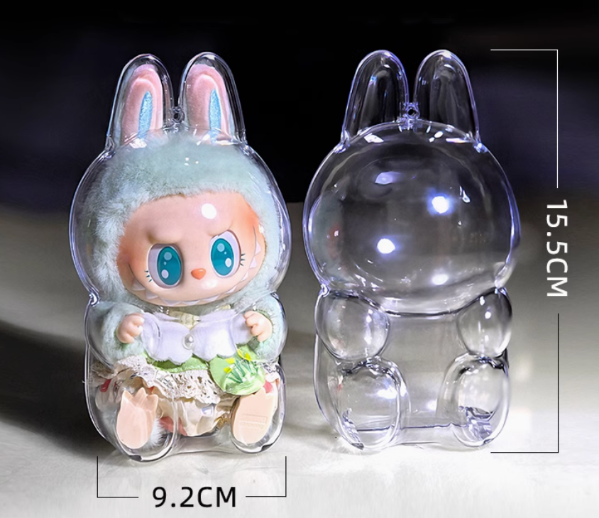 labubu fully transparent acrylic protective shell cotton doll walking bag pendant