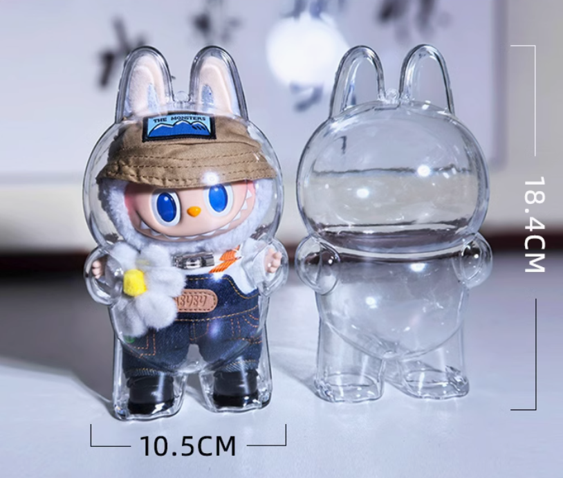 labubu fully transparent acrylic protective shell cotton doll walking bag pendant