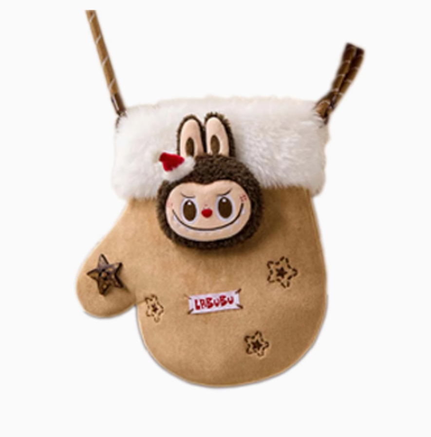 POPMART Foam Marte LABUBUB Christmas Gloves Shoulder plush Flip Tote figure crossbody bag around